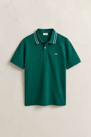 GANT Herren Poloshirt mit Kragenstreifen (M) Grün
