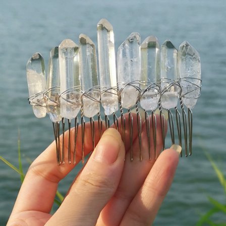 Quartz Hårkam Sidokam Kristallhårband