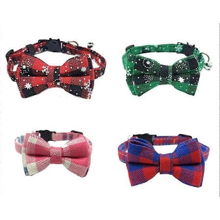 4 st Halloween Katt Halsband Halloween Rosett Katt Halsband med Bjällra och Fluga Rosett Katt Halsband Anti-Strypgrepp Katt Halsband Personliga Katt 