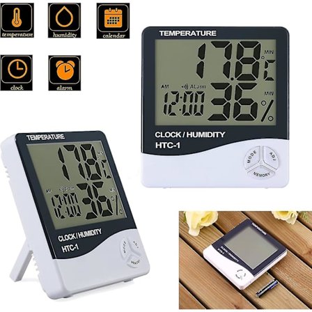 1 Pakke LCD Digital Hygrometer Termometer Temperatur Luftfugtighedsmåler Indendørs Ur -50 C