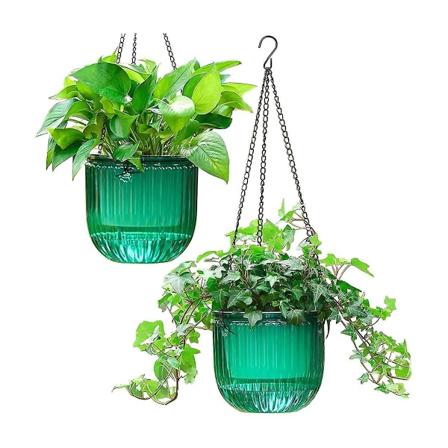 2-pack självvattnande krukor inomhus hängande blomkrukor, 6,5 tum
