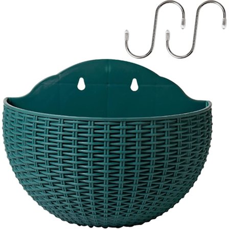 Sæt af 3 Væghængende Blomsterpotter med Drænhul og Kroge Mørkegrøn