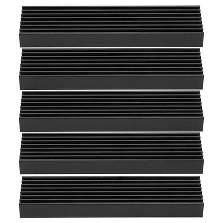 5 stk. svart aluminium kjøleribbe radiator for CPU forsterkermodul PCB 25 x 10 x 100