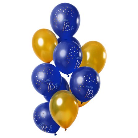 Happy 18th Ilmapallot Tummansininen & Kulta
