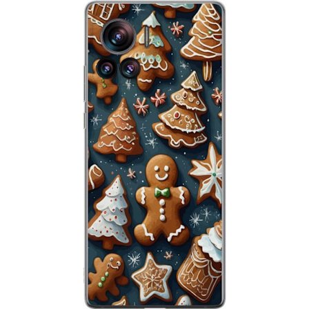 Motorola Edge 30 Ultra Gennemsigtig cover Peberkager formet som træer, mænd og stjerner dekoreret med glasur i et hyggeligt vintermønster, der mind