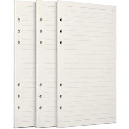 A6 Etterfyllingspapir 3-pakning 100GSM Tykt Etterfyllingspapir 6 Hull Etterfyllingsark Løsblad Etterfylling 135 Ark (270 Sider)