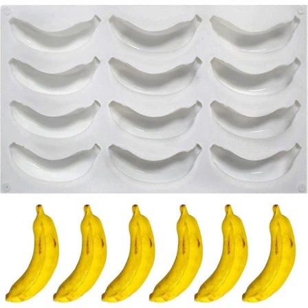 12-delt Bananformet Bageform, Kreativ Silikoneform, 3D Frugtform