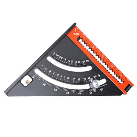 Tømrerens vinkel i metall, aluminium, sammenleggbar trekantlinjal, kombinasjonsvinkel, 316 mm, multifunksjonell trekantvinkel, vinkelmåler, 45 90 