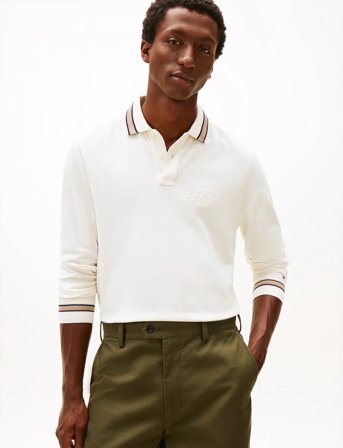 Tommy Hilfiger Ls Chest Embro Reg Polo - Cream - XL