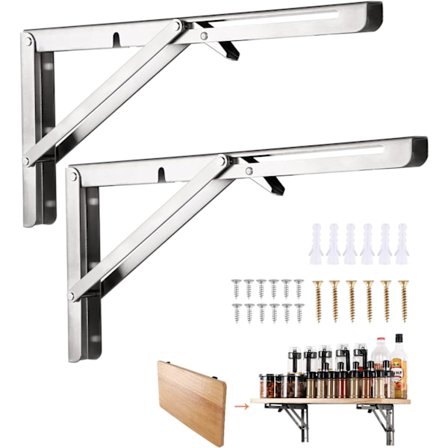 Folding Bracket 350mm, 2stk Rustfritt Stål Folding Console Bracket, Folding Rack Bracket Belastning, Heavy Duty Retractable Folding