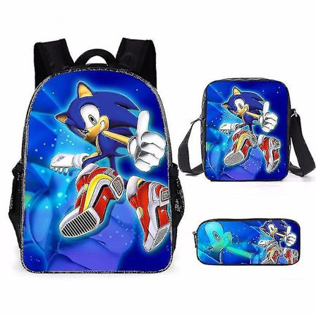 3 stk. 3D-print Super Sonic Rygsæk Skuldertasker Blyantsæske