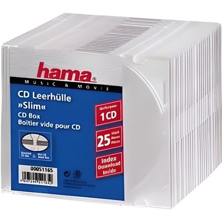 Tom CD Slim Case plastfodral - HAMA - Paket med 25 - Kapacitet 1 CD