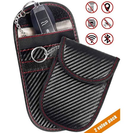 Nøkkelveske (2-pakning), Signalblokkerende nøkkelveske, Rfid-nøkkelbeskyttelsespose, Anti-tyveri Rfid-skjermingsbur for nøkkelløse bilnøkler (