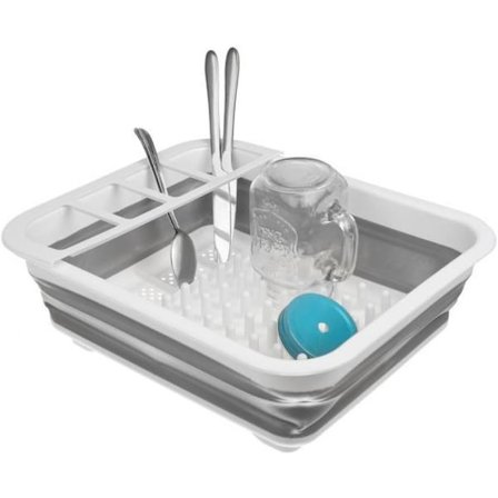 Hopfällbart diskställ med flera fack - Silikon, PP och TPR Disk- och bestickhållare - 36x31cm