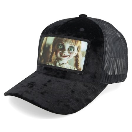 Scenes - Zwart trucker Cap - Anna Belle Velvet Black/Black A-frame Trucker @ Hatstore
