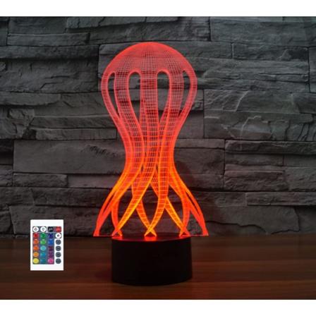 WJ 3D Ocean Jellyfish Fjernbetjening 16 Farve Natlys Illusion Akryl LED Bordlampe Sengelampe Børns Soveværelse Skrivebord Dekoration Fødselsdag Gaver 