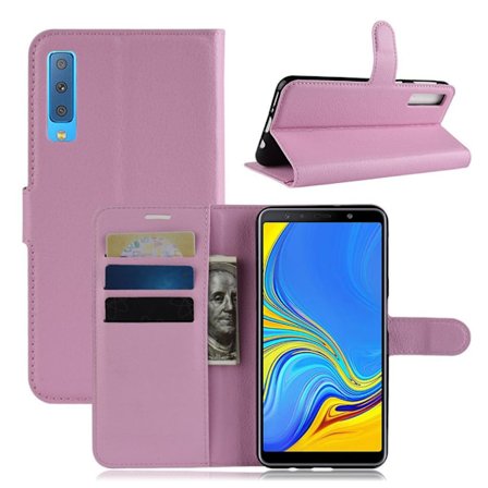 Samsung Galaxy A7 (2018) mobiletui i kunstlæder med pung - Lyserød