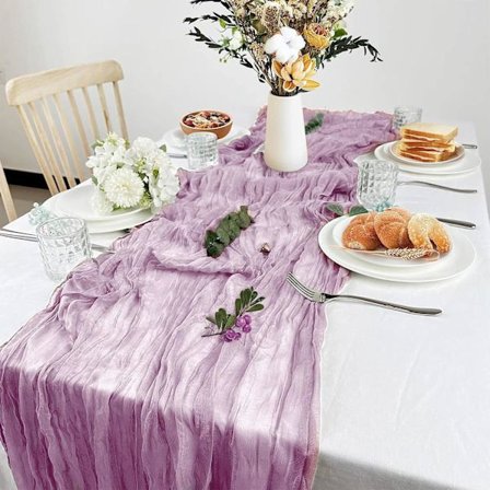 Harsokangas pöytäliina, pöytäliina tapahtumiin, hääkoriste, joulu, beige, 90×300CM, lila pinkki Purple—yux