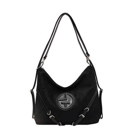 Alsidig skuldertaske Dame Retro Rygsæk Taske SORT