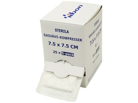 yibon Kompress GV steril 5-p 7,5x7,5cm 125/fp - Lyreco - Sjukvård och omsorg - Förband och fixering - Kompresser