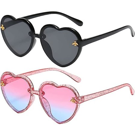 Børns hjerteformede solbriller til piger i alderen 3-10 år - Sød mode UV400 beskyttelse