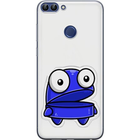 Yhteensopiva Puhelinkuori Huawei Huawei P smart Sininen piirroselokuva hahmo, jolla on avoin ilme ja suuret silmät hauskaan kuvitukseen
