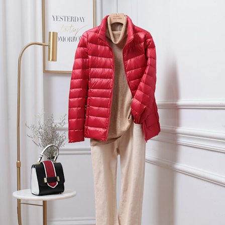 Ultralett dunjakke for kvinner, pluss størrelse 7XL, lett varm jakke, høst- og vinterparka rød M (Vekt::45-50kg)