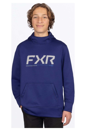 Hoodie FXR Hydrogen Tech Barn dyp kobolt/grå S