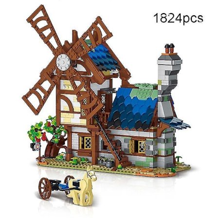 Kreative middelalderby Markedsgade Udsigt Byggeklodser By Retro Hestevogn Hytte Borg Hus Klodser Legetøj Børn Gave50103 uden Æske