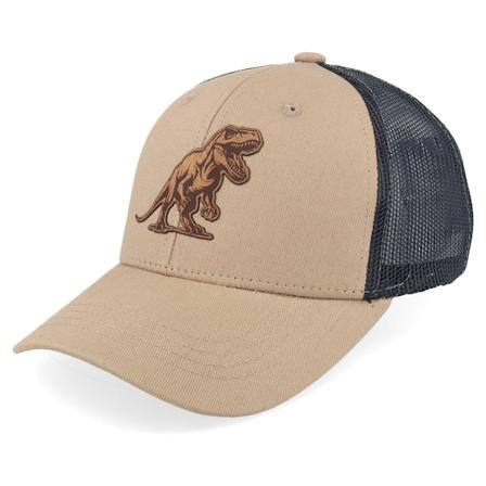 Kiddo Cap - Beige trucker Lippis - Kids T-rex Dino Brown Patch Caramel/Black Trucker @ Hatstore