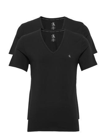S/S V Neck 2Pk T-shirt Sort Calvin Klein