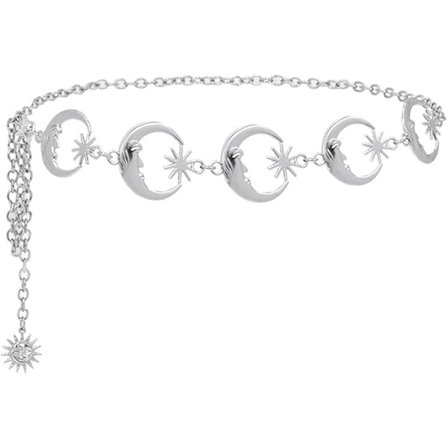 Kjede belte for kvinner i flere lag - justerbart metallbelte for bukser,