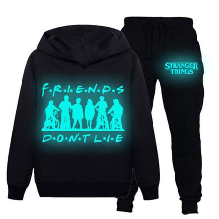 Børn Strange Thing Pullover Hættetrøje 2 STK Sweatshirt Træningsdragt H A 160cm