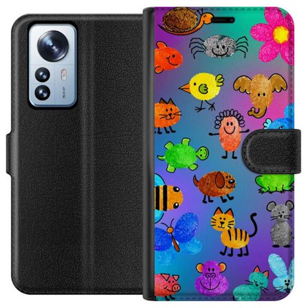 Kompatibel Tegnebogsetui til Xiaomi 12 Pro Little Scribble Friends