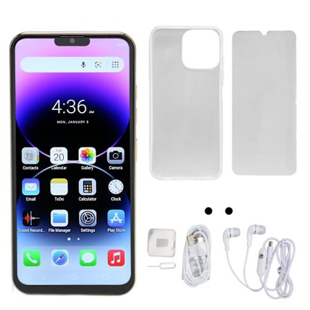 I14 Pro 6,53 tommer smartphone 8 GB 64 GB Dual SIM Dual Standby 8 MP Android mobiltelefon gylden 100‐240 V EU-stik