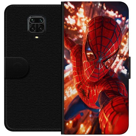 Yhteensopiva Lompakkokotelo Xiaomi Xiaomi Redmi Note 9 Pro Spider Man intensiivisessä toiminnassa välkkyvien valojen ja dynaamisen perspektiivin ker