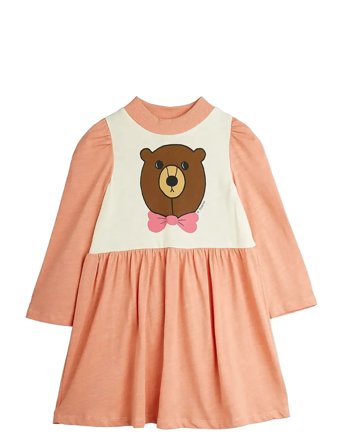 Mini Rodini Bear Sp Ls Dress - Coral - 140/146