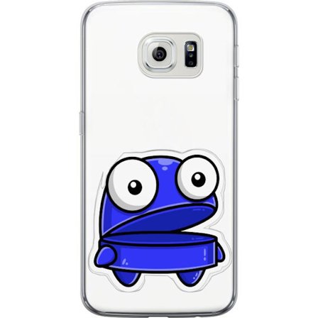 Kompatibel Mobilcover til Samsung Samsung Galaxy S6 edge Blå tegneseriefigur med åbent udtryk og store øjne i sjov illustration