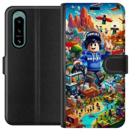 Yhteensopiva Lompakkokotelo Sony Sony Xperia 5 IV Suuri yksityiskohtainen Roblox-maailma täynnä hahmoja, seikkailuja ja värikkäitä ympäristöjä