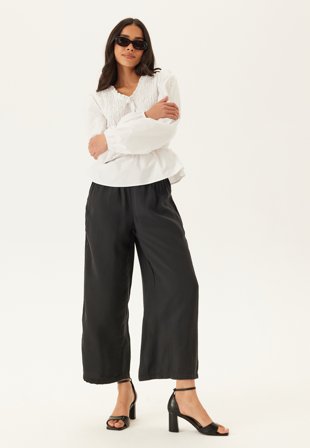Bubbleroom - Wide Ankle Modal Trousers - Black - Kläder
