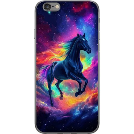 Kompatibelt Mobilskal till Apple iPhone 6 Färgstark galaxhäst med regnbågsmane i rymdmiljö, magisk fantasyillustration för barnrum, posters och m