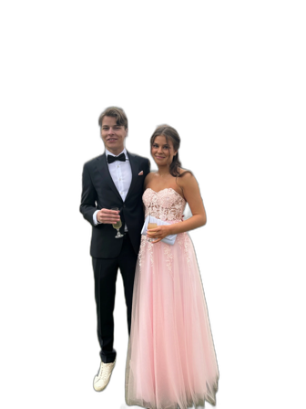 Ljusrosa balklänning med spets