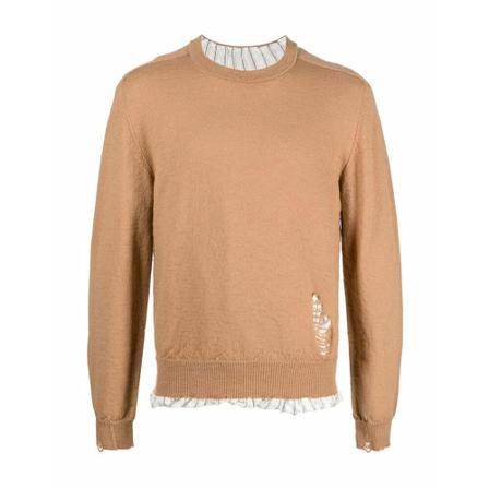 Maison Margiela, Round-neck Knitwear Bruin, Heren, Maat:XL