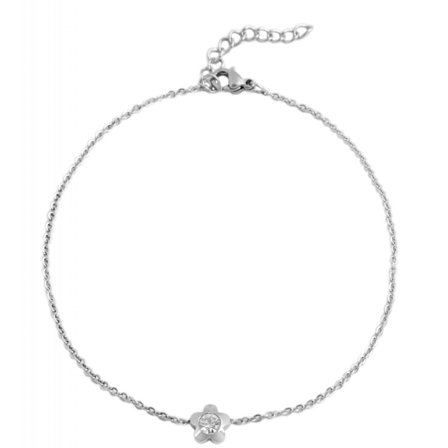 Silver Fotsmycke Fotlänk Vristlänk Fotkedja i Stål med Vit Sten