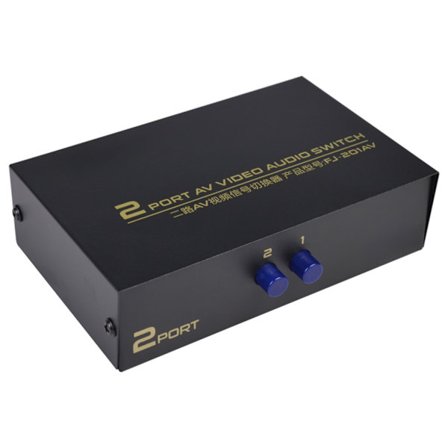 2 Port AV RCA Switch 2 ind 1 ud Komposit Video L/R Switch Selector Boks til DVD Afspiller SNES N64 til Gam