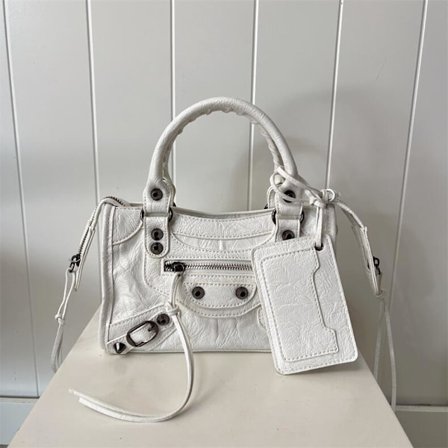 Vintage damväska, lyxig högkvalitativ handväska i mjukt läder, avslappnad axelväska för damer, milkshake vit fraktförpackning