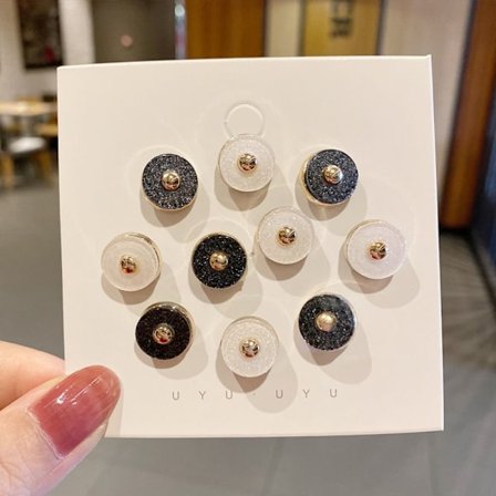 Knapp Brosch Pearl Rhinestone Button 07 07