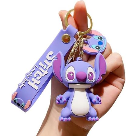 Søt nøkkelring for barn jenter gutter, tegneserie nøkkelringer tilbehør nøkkelring nøkkelveske ryggsekk bil charms-lilla