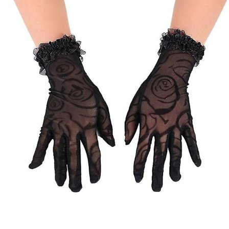 Dame Fishnet Handsker Med Blomstermønster Fish Net Mesh Fuldfinger Elegant Handske