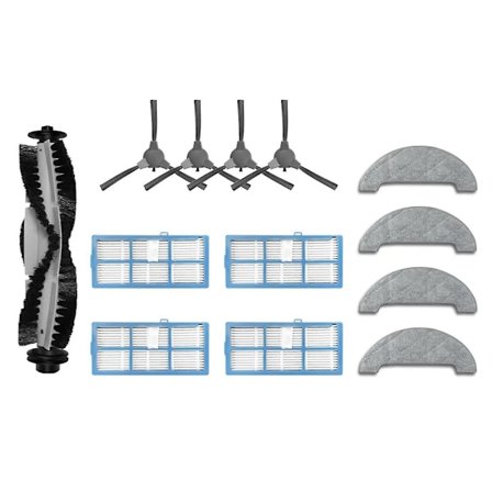 Ersättningsdelar och tillbehör till E1 Robotdammsugare - Huvudborste, Sidoborste, HEPA-filter, Moppduk